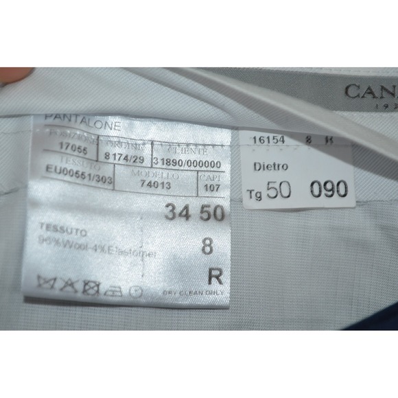 Canali Dress Pants Men 34x29 Blue Wool Slacks Straight Leg Made In Italy - Picture 5 of 8